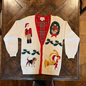 Vintage Talbots V-neck Cardigan Holiday Sweater Size M